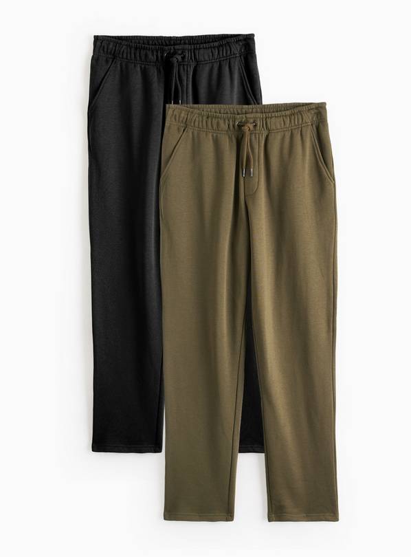 Black & Khaki Plain Joggers 2 Pack S